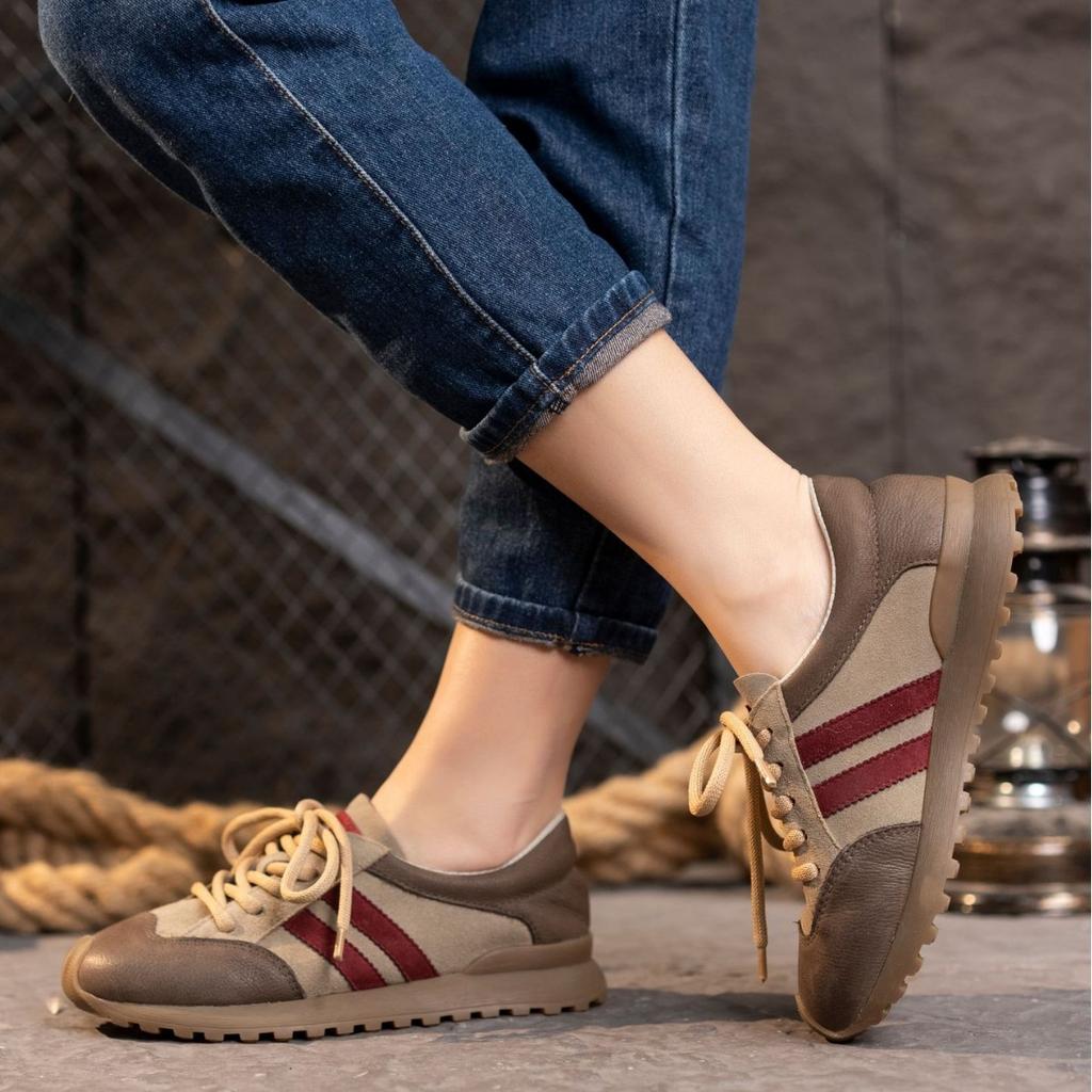 Spring new cowhide round head casual lace-up soft-soled leather men's single shoes Spring new comfortable shoes