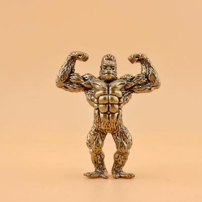 Heavy Brass Fitness Biceps Brachii Gorilla Sculpture Small Statue Office Desk Ornaments Decor Crafts Animal Orangutan Figurines