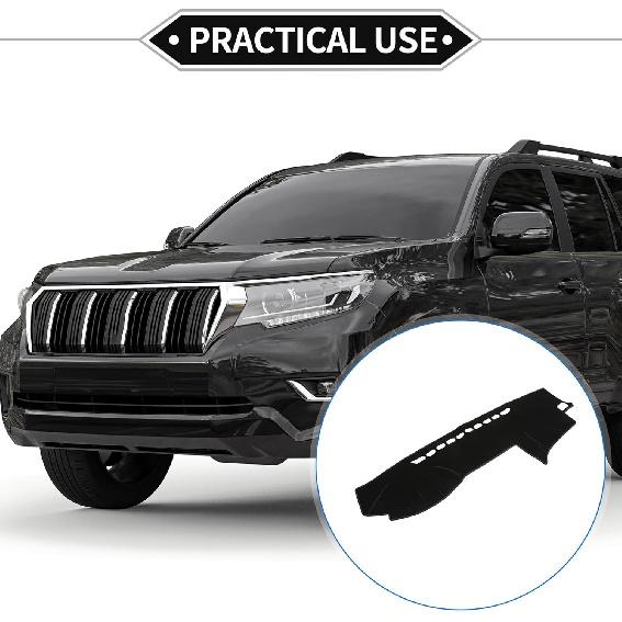 Dash Cover Compatible for Toyota Prado 120 Series 2003-2008, Non-Slip Polyester Black Center Console Dashboard Cover Pad Carpet