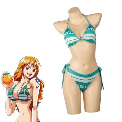 One Piece Nami Bikini Cosplay Trojúhelníkové Cheer Plavky Soutěž Horké Populární Anime Školní Proměna Cosplay [oTVToCos] Kostým, Bikiny, Dvoudílné