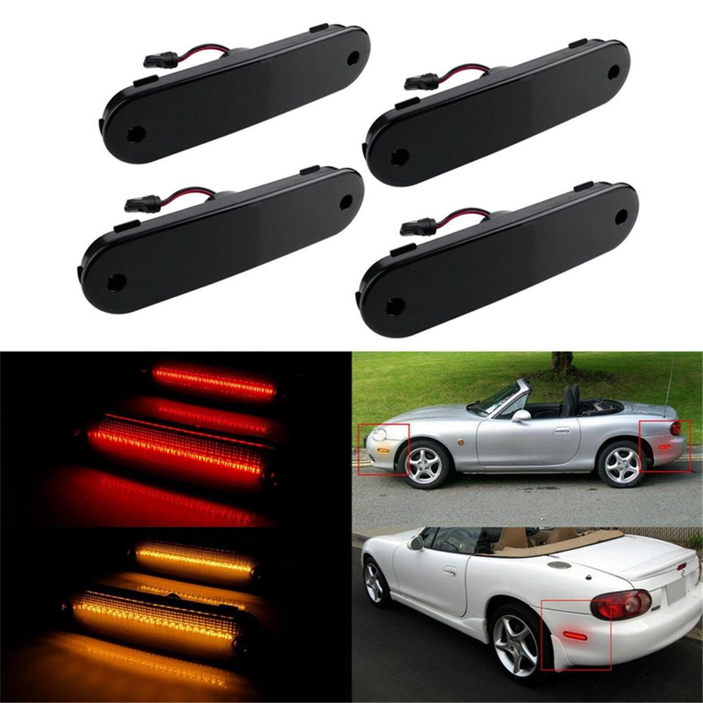 For 1990-1997 Mazda Miata 1999-05 Mazda MX-5 LED Side Marker Lights Smoked Lens