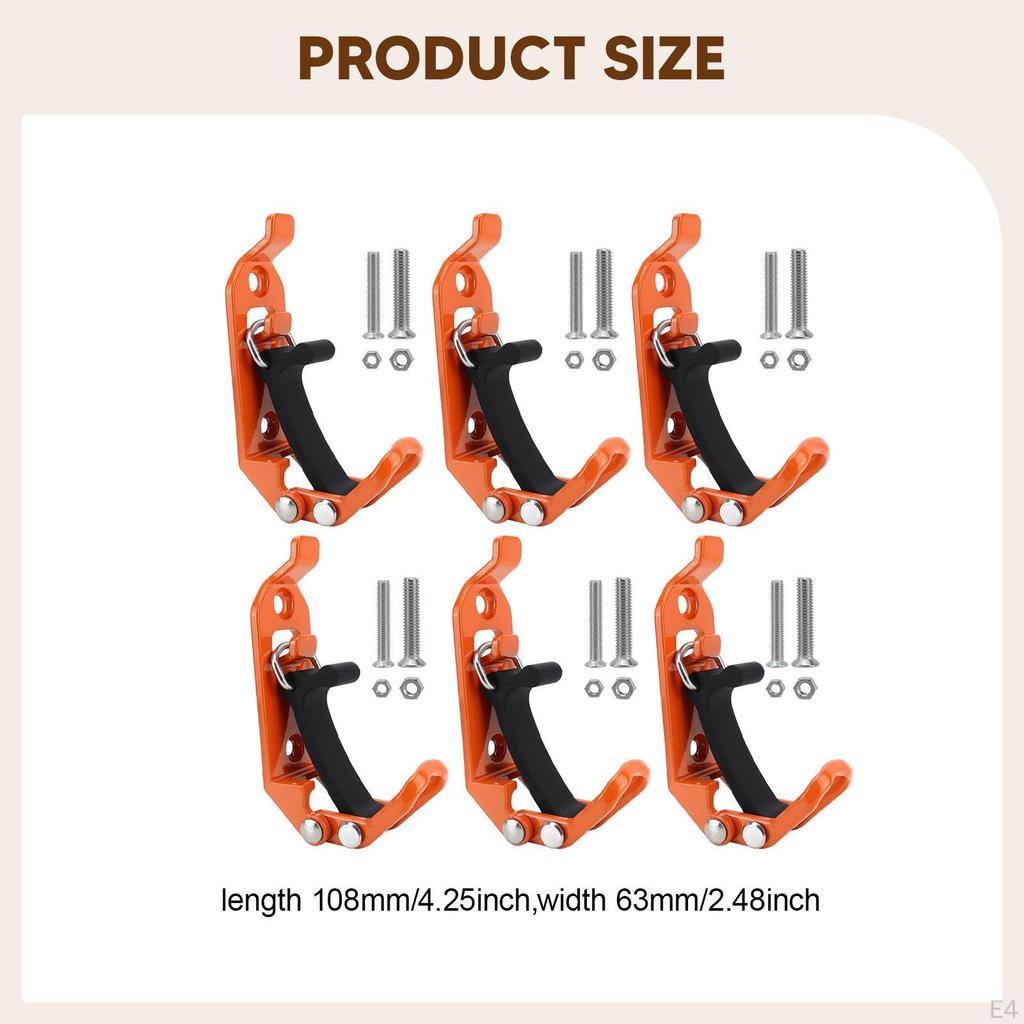 6 Metal Rubber Clamps for Wall Mounting, Garage Storage, Stable Holders Roof Racks