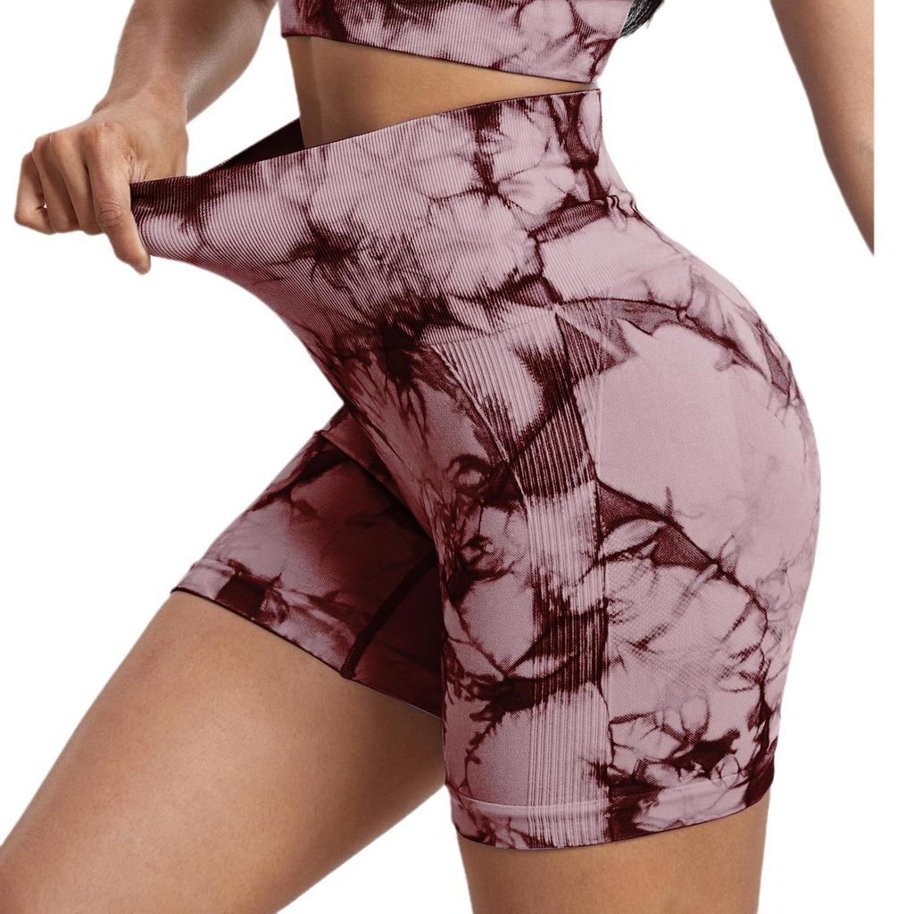 Women's Tie-Dye Seamless High-Waisted Yoga Shorts - Summer Fitness Sportswear