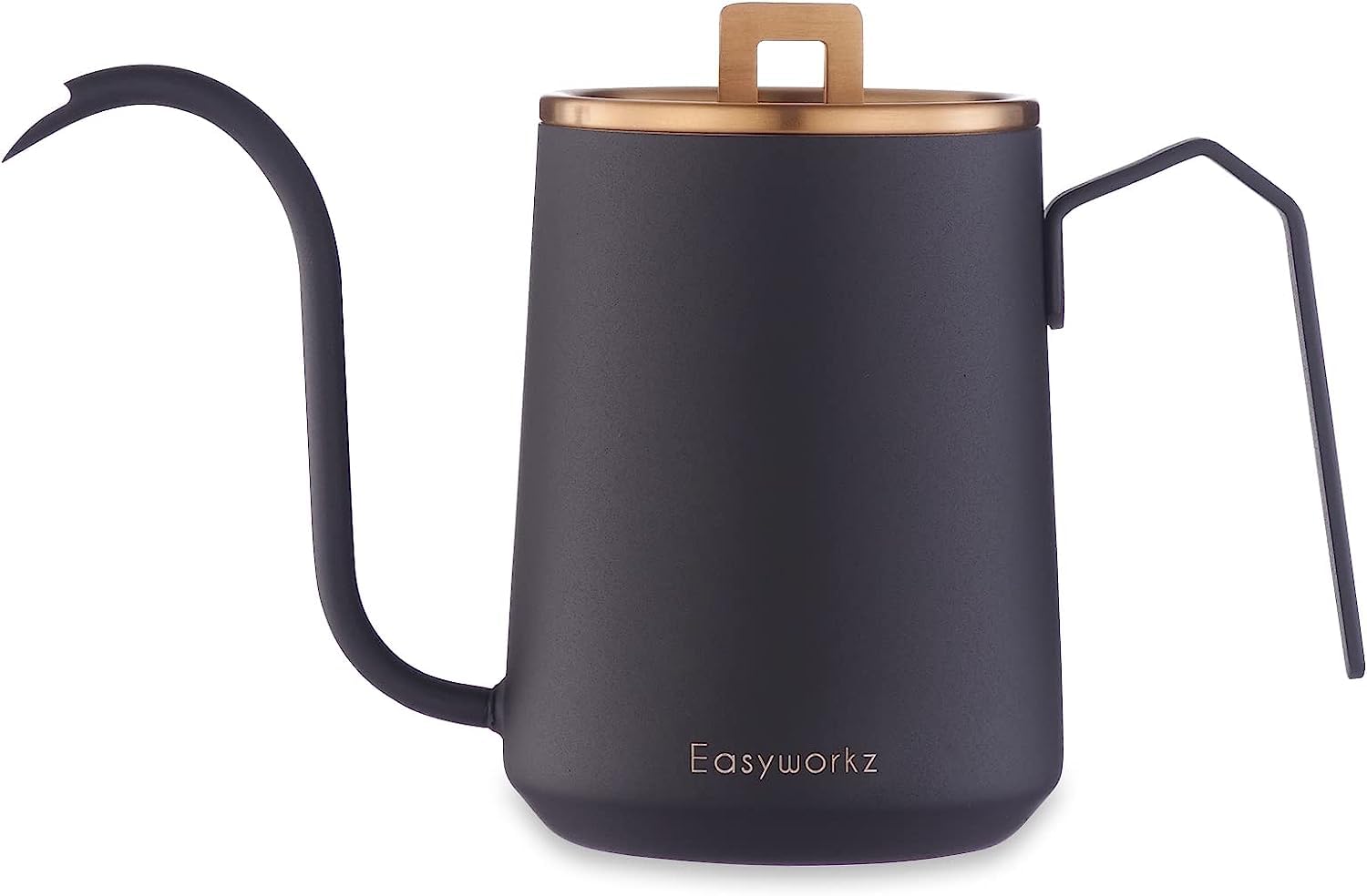 

Easyworkz Gooseneck Stainless Hand Drip Coffee Pot with Elongated Rose Gold and Black Kettle, 600ml, Steel, Spout,