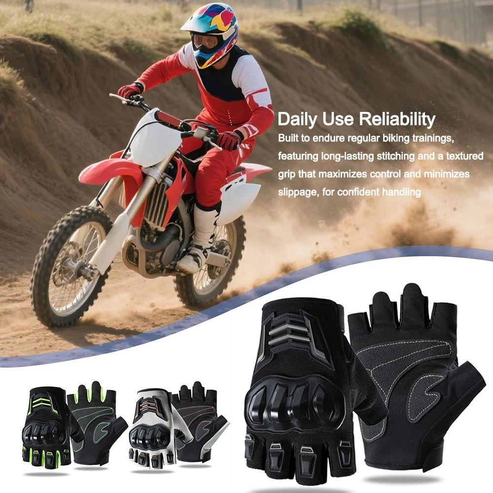1 Pair Half Finger Motorcycle Gloves Anti-slip Anti-fall Cycling Gloves Adjustable Breathable Driving Gloves for Men and Women