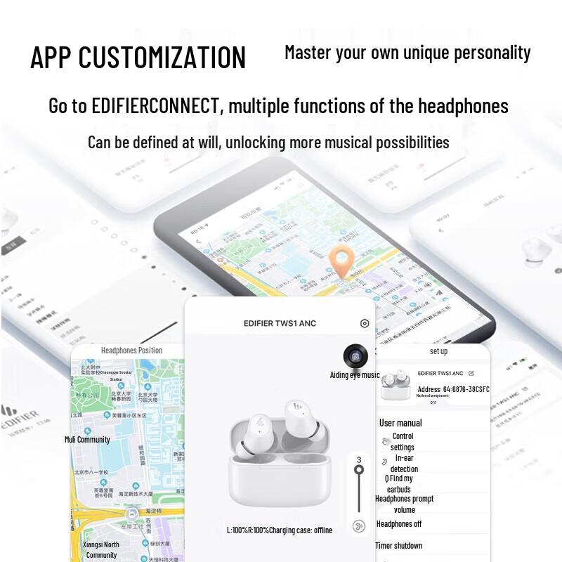 EDIFIER TWS1 ANC True Wireless Active Noise Cancelling Earbuds