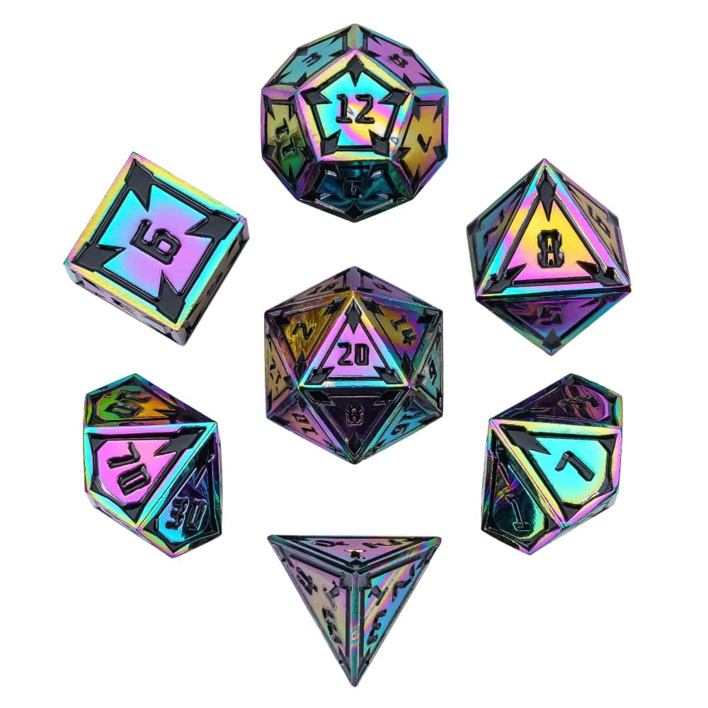Cusdie New Metal DnD Dice Set Minimalist Rhomb Pattern D4-D20 Polyhedral Dice for D&D Pathfinder Tabletop RPG Board Games