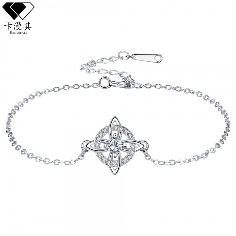 Celtic Knot Star Charm Bracelet Women - Geometric Boho Witchy Jewelry 12 Colors Copper Plated April - White