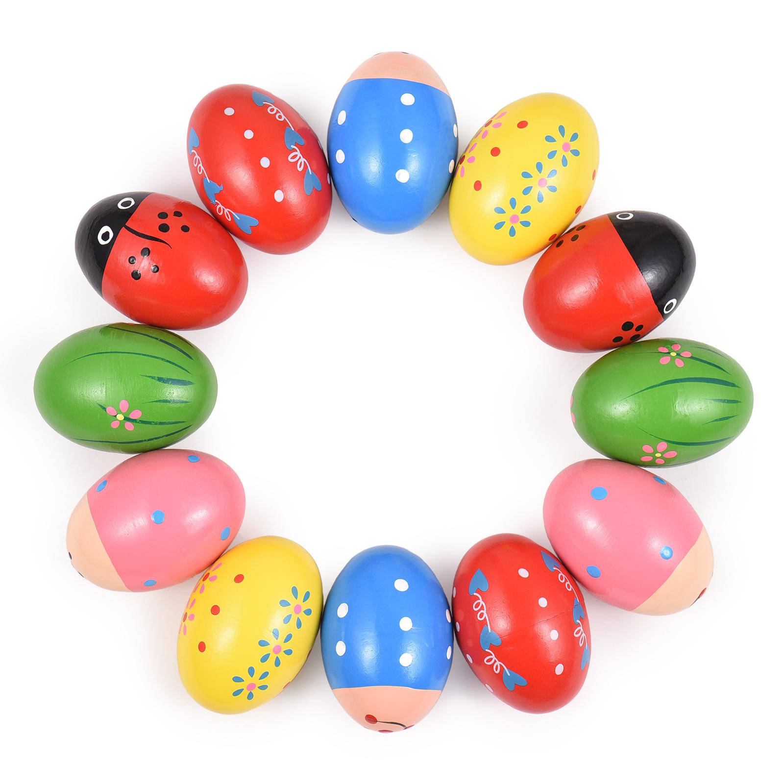 

12 упаковок, деревянное яйцо-коктейль, пасхальное яйцо, ударный инструмент, интересная музыка, яйца-коктейль для вечеринки 12 Pack разноцветный