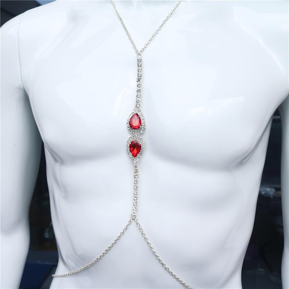 Nuovi Accessori, Catena Petto a Goccia d'Acqua alla Moda con Strass per Donna, Catena Corpo Collo Piena di Diamanti Sexy per Nightclub