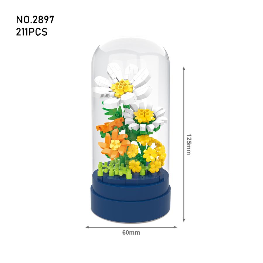 Ewige Bausteine Blumen Mikroblöcke Kinderspielzeug Plastikblume Mini-Topfpflanze DIY Weihnachtsgeschenke