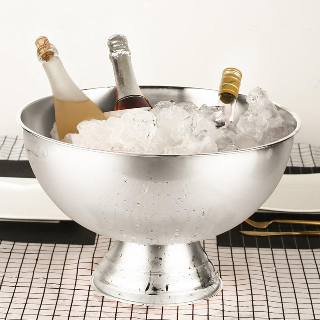 13.5L Large Capacity Champagne Chiller Bucket Parties Chilling Cooling Barrel Portable Stainless Steel Ice Bucket