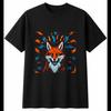 Kitsune Psychedelic Fantasy Mens T-Shirt Black 100% Cotton Folklore Graphic Tee