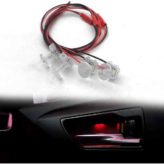 4pcs Red Car Door Light,Flush Mount 12V LED Light for Bumper Grille Cars Interior Dash Ambient Lighting Motorcycle Door Bowl Lamp LED Indicator Light
