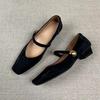 Fashion French Thick-heeled Mary Jane Shoes Are Retro and Versatile, Featuring A Single Leather Strap with A Shallow Mouth