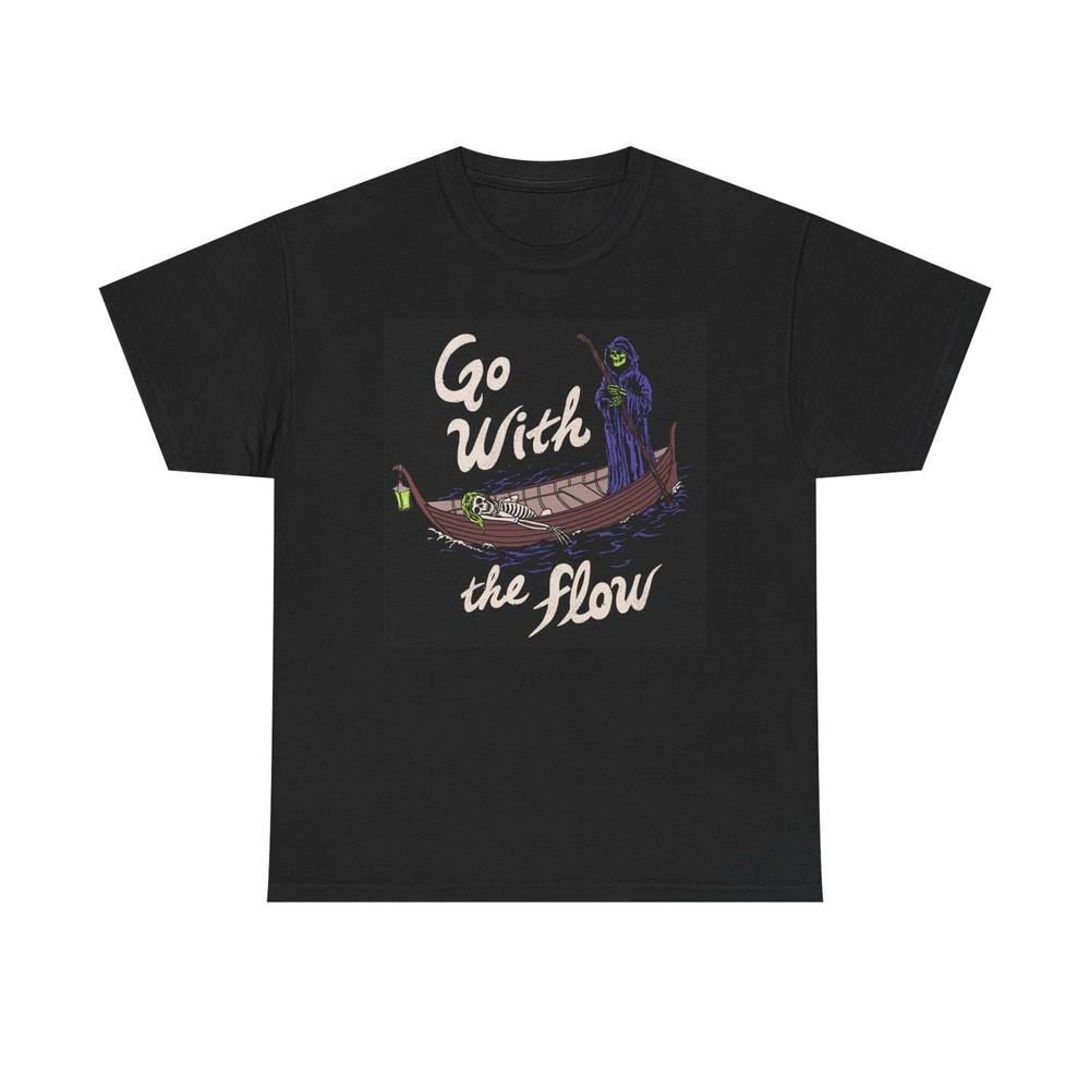 Just Go With The Flow Grim Reaper Graphic T Shirt NEW Cotton Tee Gift  Unisex T-Shirt S