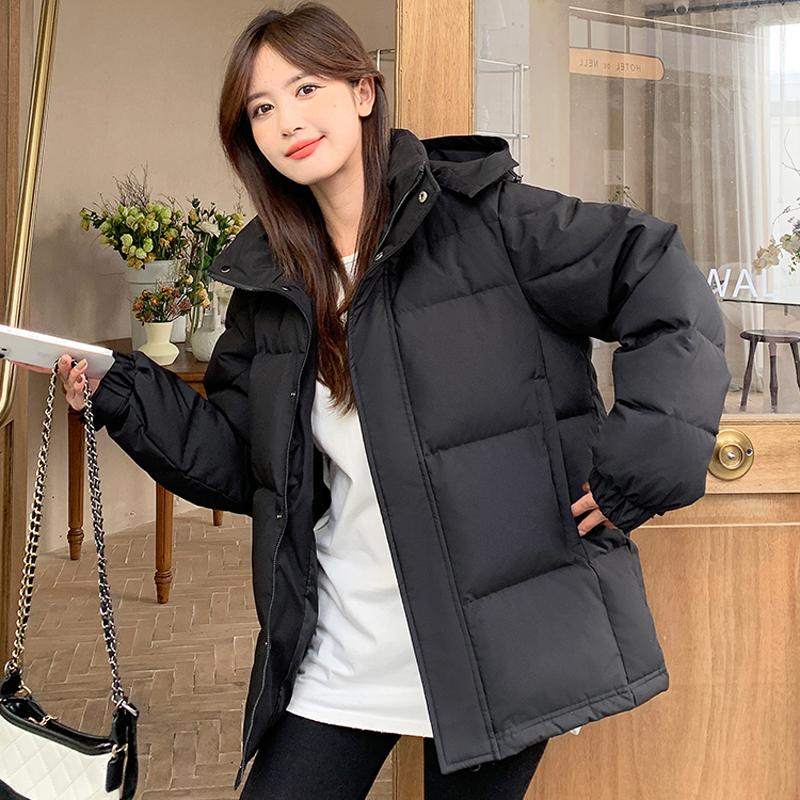 Daunenjacke mit Kapuze, Bonbonfarben, für den Winter, kurz, neue Mode, weiße Entendaunen, Übergröße