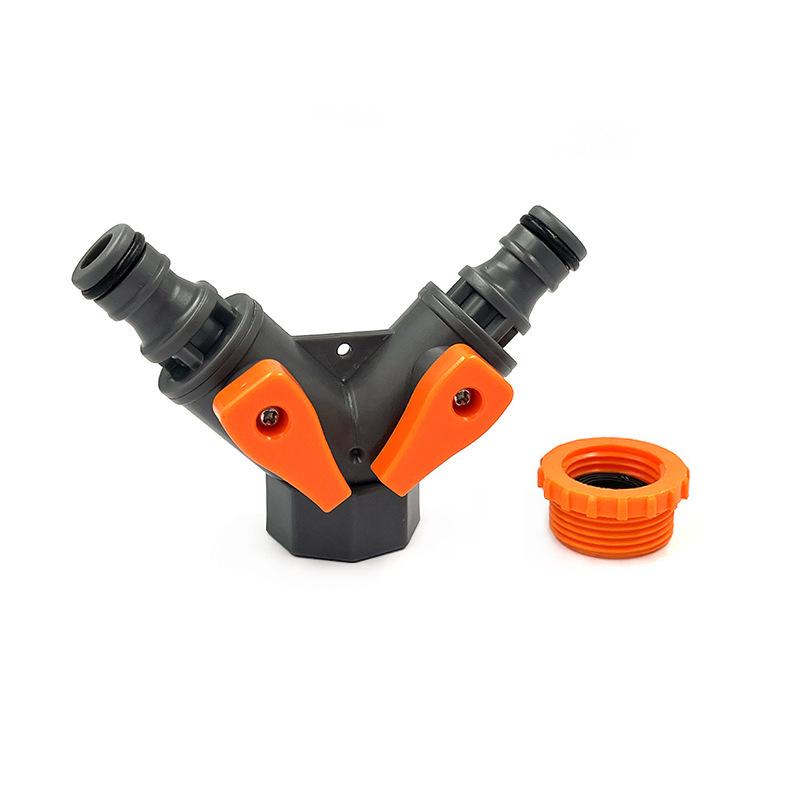 Garden Y-Shaped 3-Way Connector with Switchable Ball Valve for Hose Conversion