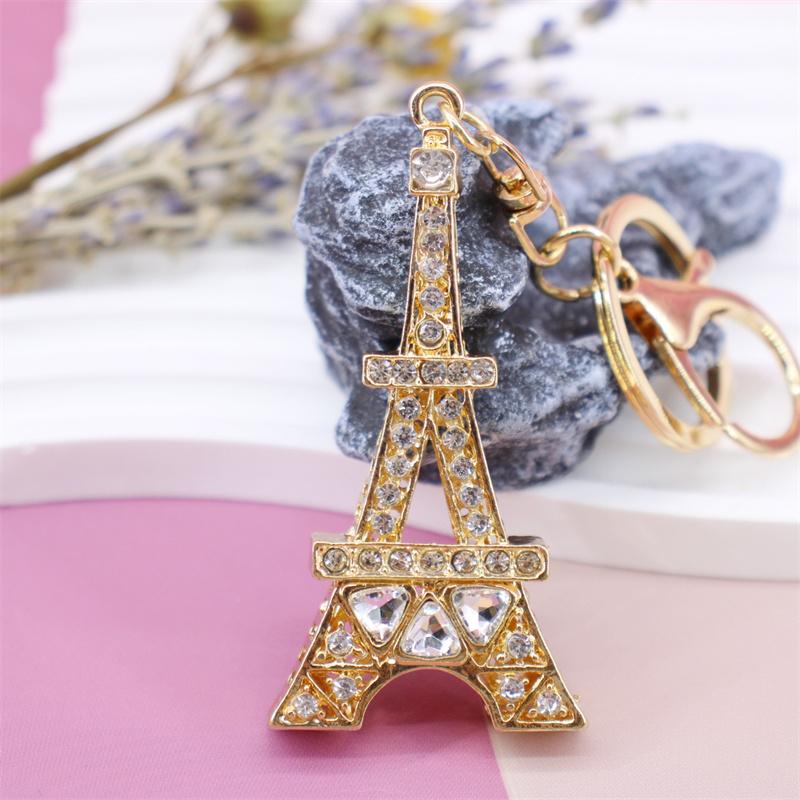 Moda Torre Eiffel Pedrería Colgante para Mujer Aleación Colgante de Coche Joyería Accesorios para Llaves Regalos para Niños Encanto para Bolso