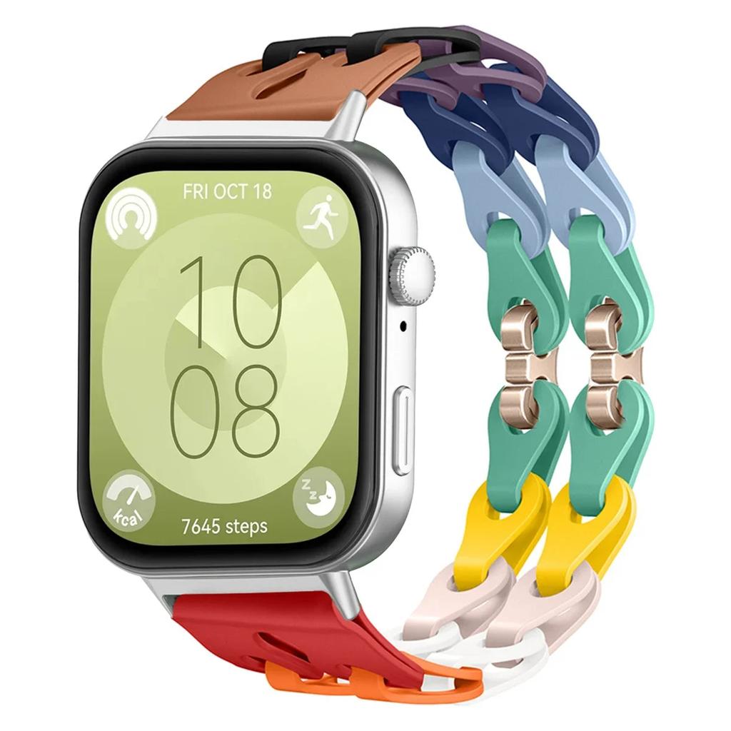 Silicone Chain Strap For Huawei Watch Fit 4 3 2 1 Wristband Bracelet Adjustable Band 18mm 20mm Replacement Strap