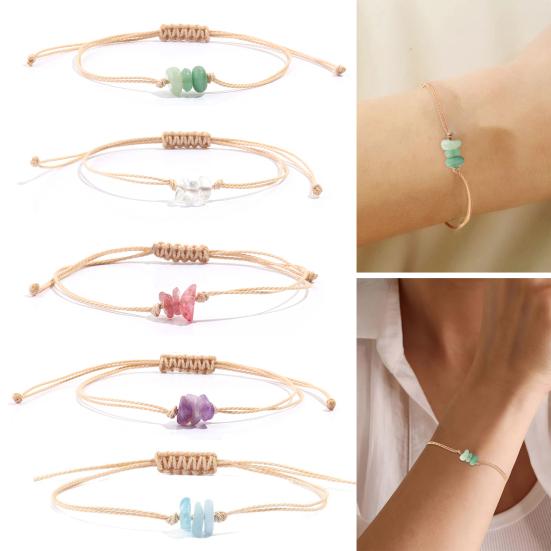 Artificial Crystal Braided Bracelet Handcrafted Adjustable String Rope Bracelet Boho Summer Bracelet Gift for Friends Men Women