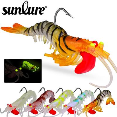 Luminous Lead-Head Segmented Shrimp Lure, Soft Five-Section Shrimp Bait with Weight.