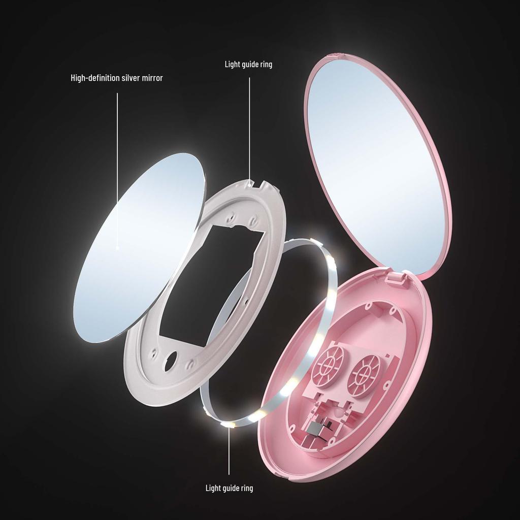 Folding LED Makeup Mirror with Light, Double-Sided, 2X Magnification, Compact and Portable.