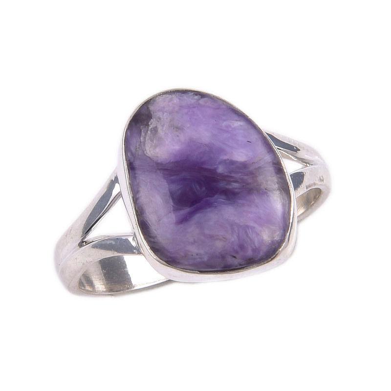 Natürlicher Charoit Edelstein 925 Massiv Sterlingsilber Schmuck Ring Größe 7.5 e5C93