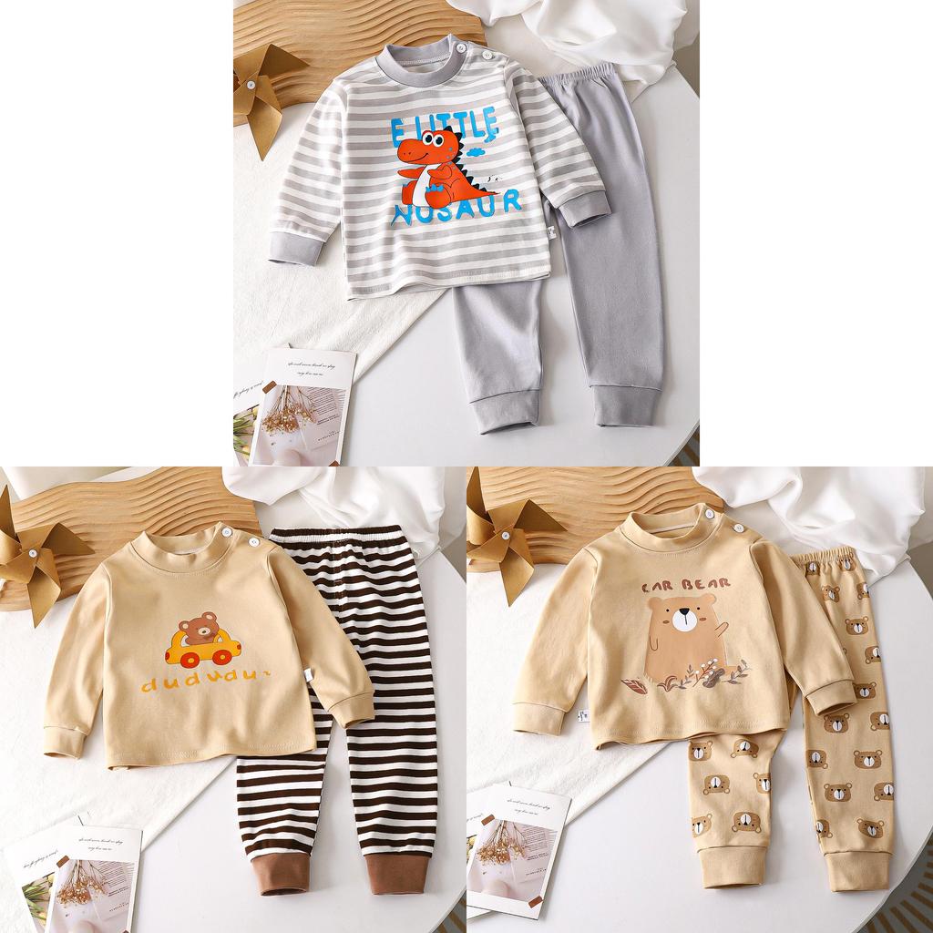 Çocuklar İçin Yazlık Pamuklu Çizgi Film Baskılı Pijama Takımı 3-8 Yaş