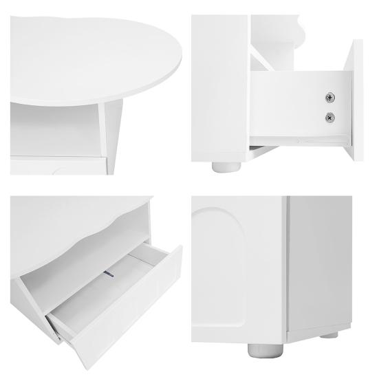 Coffee Table with Drawer Storage Compartments 2-Tiers Rounded Corner Smooth Surface Easy Assembly Cloud Shaped Coffee Table Home