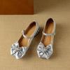 Krazing Pot Sheepskin Stain Summer Size 40 Crystal Med Heels Butterfly-knot Oriental Design Square Toe Elegant Wedding Pumps
