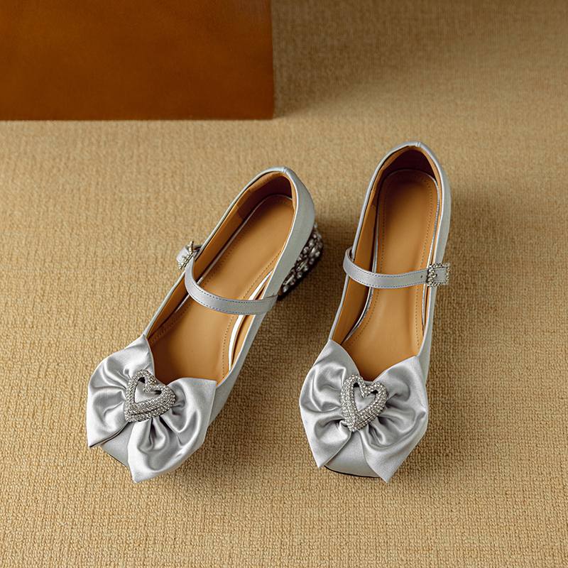 Krazing Pot Sheepskin Stain Summer Size 40 Crystal Med Heels Butterfly-knot Oriental Design Square Toe Elegant Wedding Pumps
