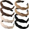 New Simple Wide Side Edge Fabric Hair Band Women Fashion Korean Retro Braided Headband Solid Knot Hoop Girls Hair Accessories