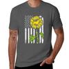 Corgi Dog American Flag And Sunflower Gift Tshirt Basic Plain Short Sleeve Crew Neck Tee Tshirt