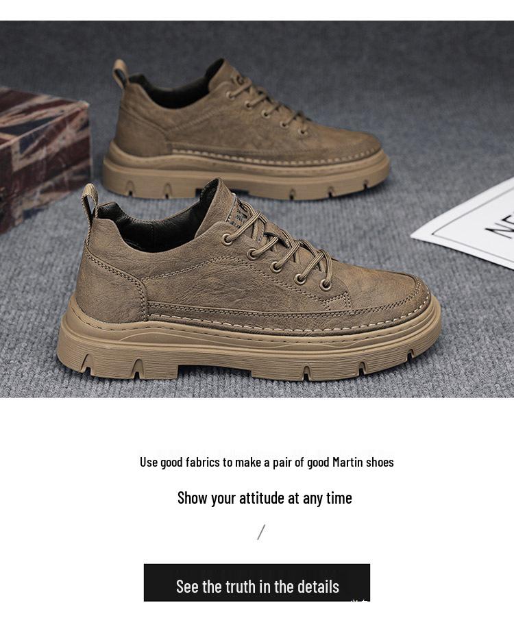 2025 Men's Autumn Leather Low-Top Martin Boots - Soft Sole Casual Workwear Shoes.