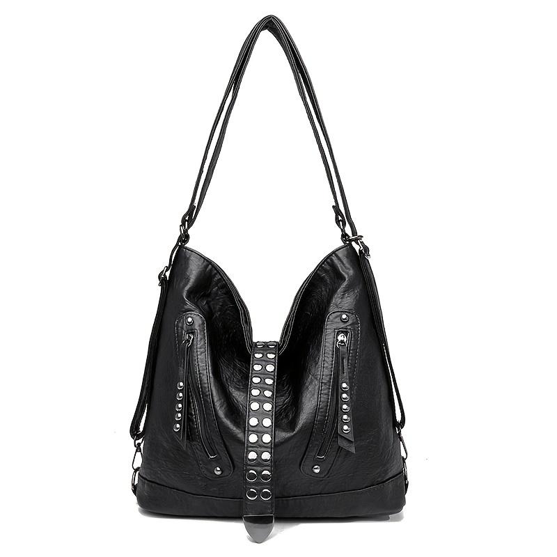 Elegant Shoulder Bag Large Capacity Elegant Solid-Color Rivet Messenger Bag Travel Shopping Retro Bags New Handbag