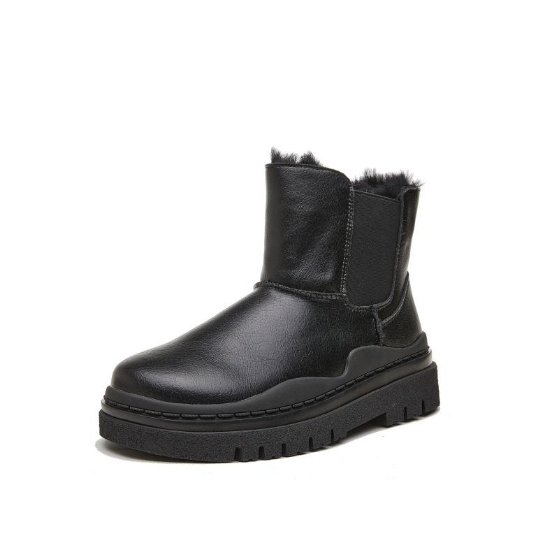 Winter Women Genuine Cowhide Rabbit Fur Snow Boots New Winter Thick-soled Cotton Boots Waterproof Plus Velvet Thick Cotton Boots