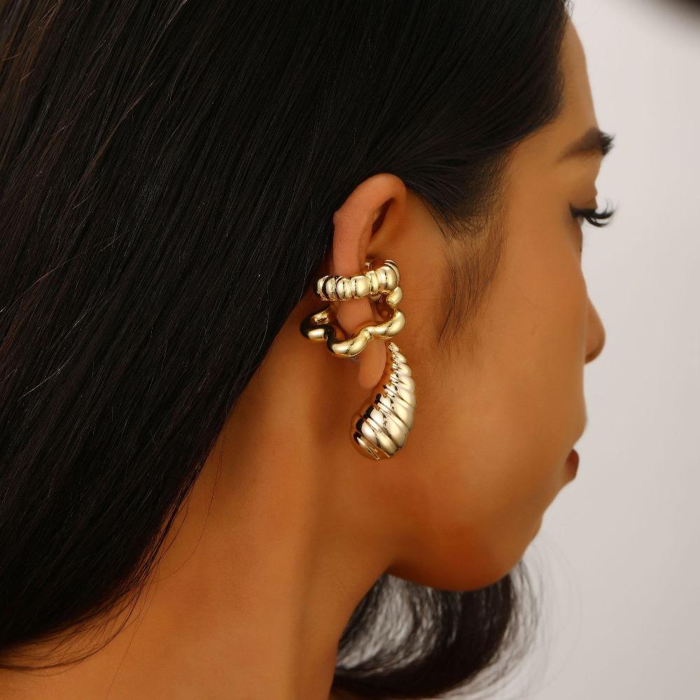 4Pcs/set Geometric No Piercing Earring Glossy Cartilage Ear Cuff Trendy Jewelry Accessories Women