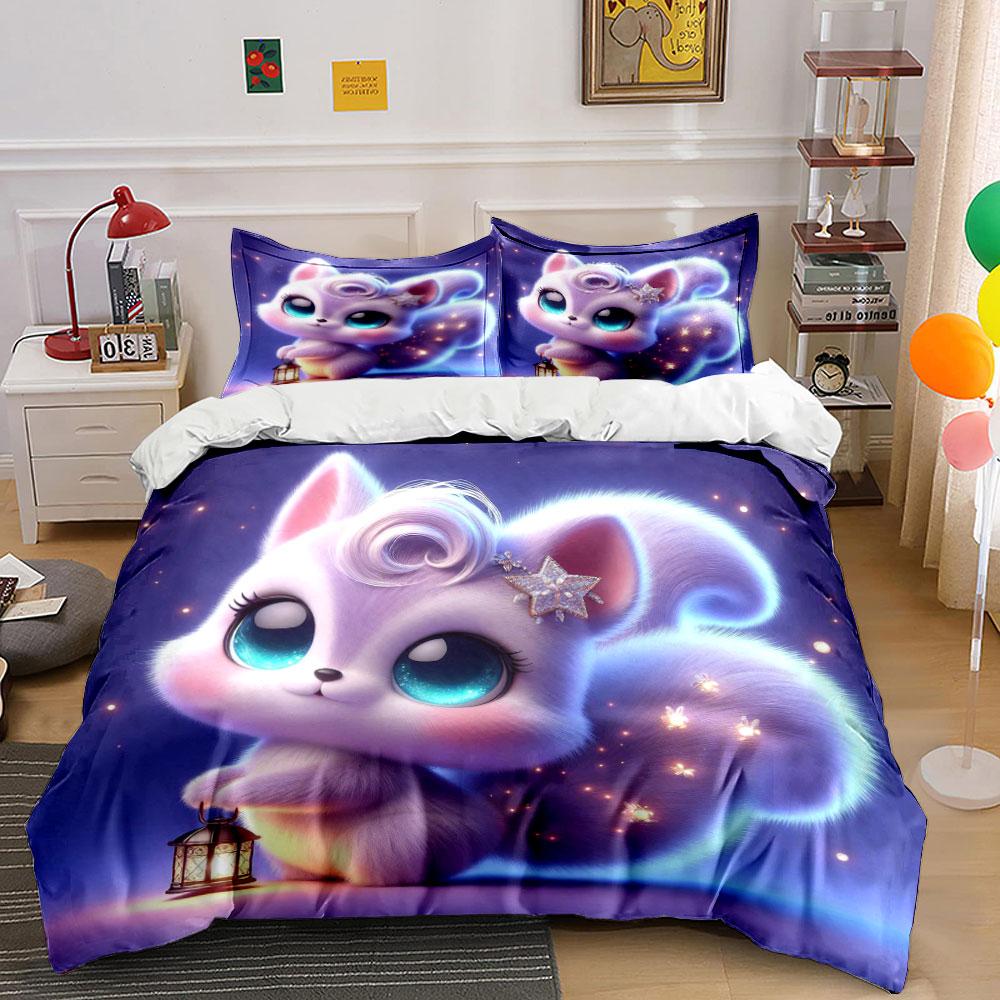 Dreamy Squirrel With Lantern Duvet Cover Set With 3D Printing Design Soft Polyester Bedding Set All-Season Comfort For Gifts