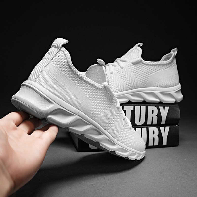 Men's Cross-Border Flyknit Mesh Sneakers, Sizes 45-47, Lightweight Low-Top, All-Season Casual Sports Shoes