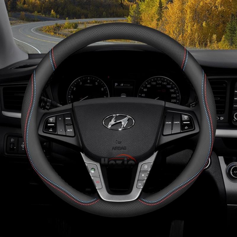 Leather Car Steering Wheel Cover for Hyundai I30 Tucson Nx4 I20 Ix35 Accent I10 Getz Kona I40 Elantra H1 I30n Santa Fe Veloster