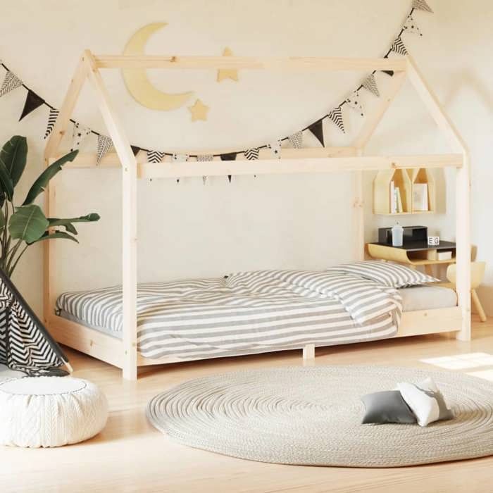 VidaXL Cadre de Lit d'enfant Lit Cabane d'enfant Structure de Lit pour Enfants Chambre d'enfant Maison Intérieur 70x140 cm 283346