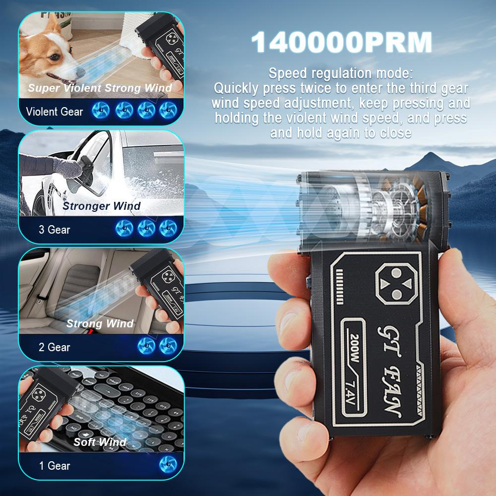 Newest 140000 RPM Mini Air Blower Turbo Jet Fan Electric Power Display Handheld Dust Cleaner High Speed Duster Gun Cleaning Tool