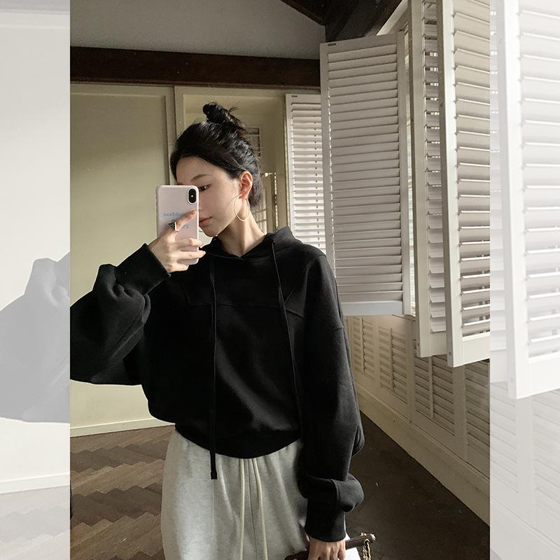 

Женская толстовка-куртка однотонная - Новая мода весна/осень 2025 M (recommended up to 100 jin) чёрный