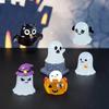 6pcs Luminous Miniature Halloween Cartoon Pumpkin Ghost Figurines Micro Landscape Ornaments Home Office Desk Room Decorations