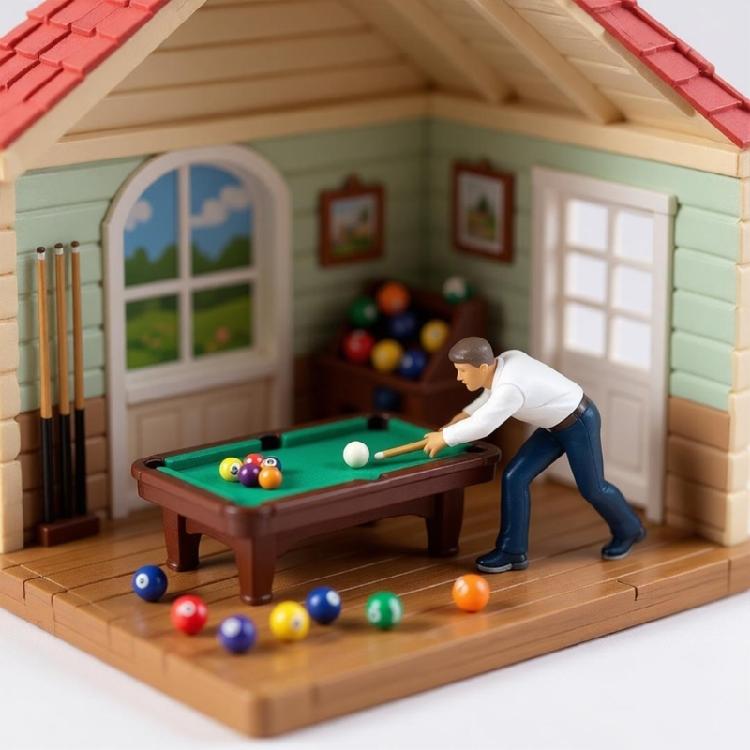 Resin Tiny Figurine 1:64 Scale Miniature Billiards Scene Figure Dioramas Model For DIY Crafts And Landscape Building