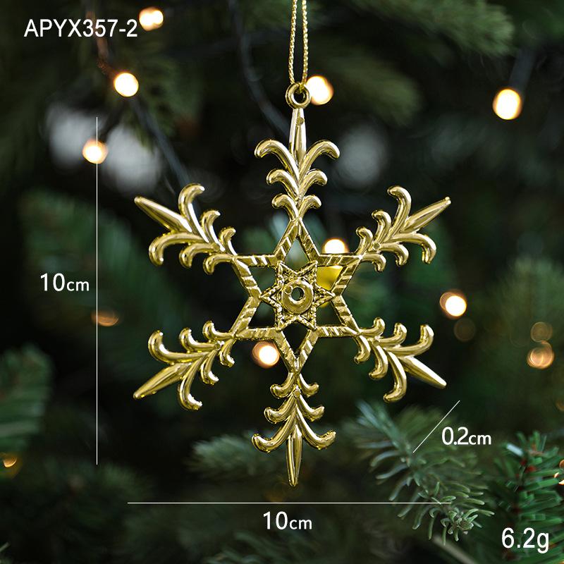 

Gold Christmas Tree Ornaments: Creative Snowflake, Crystal Shoe, Reindeer Electroplated Pendants