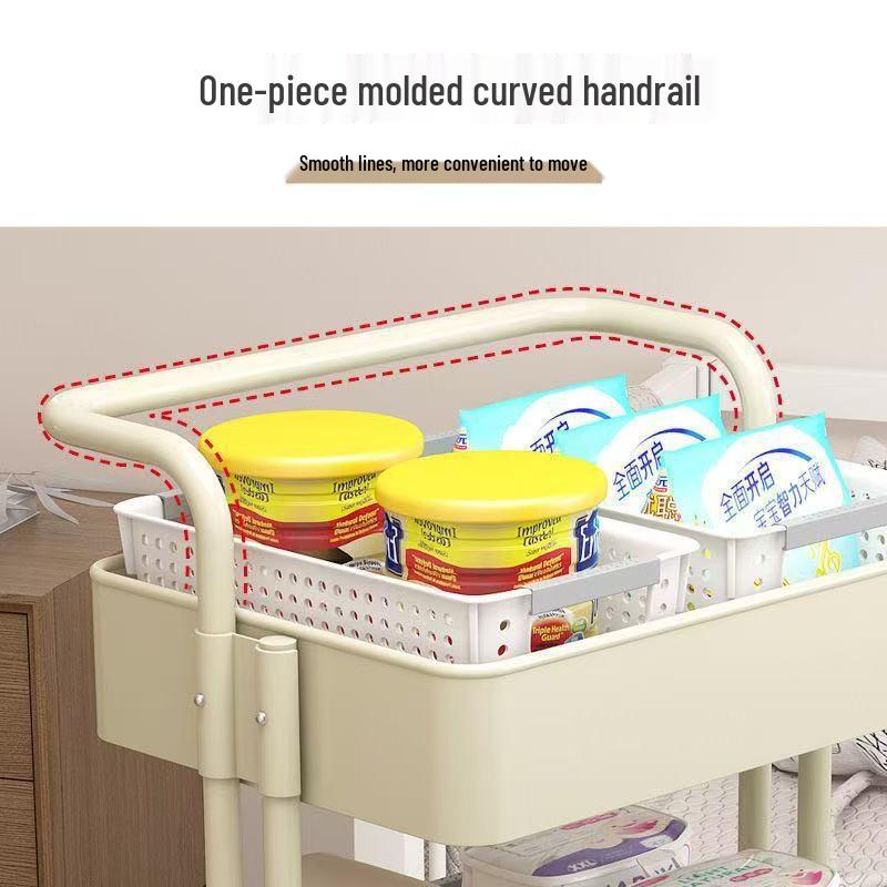 Lask Carbon Steel Multi-Layer Movable Kitchen & Bathroom Storage Trolley
