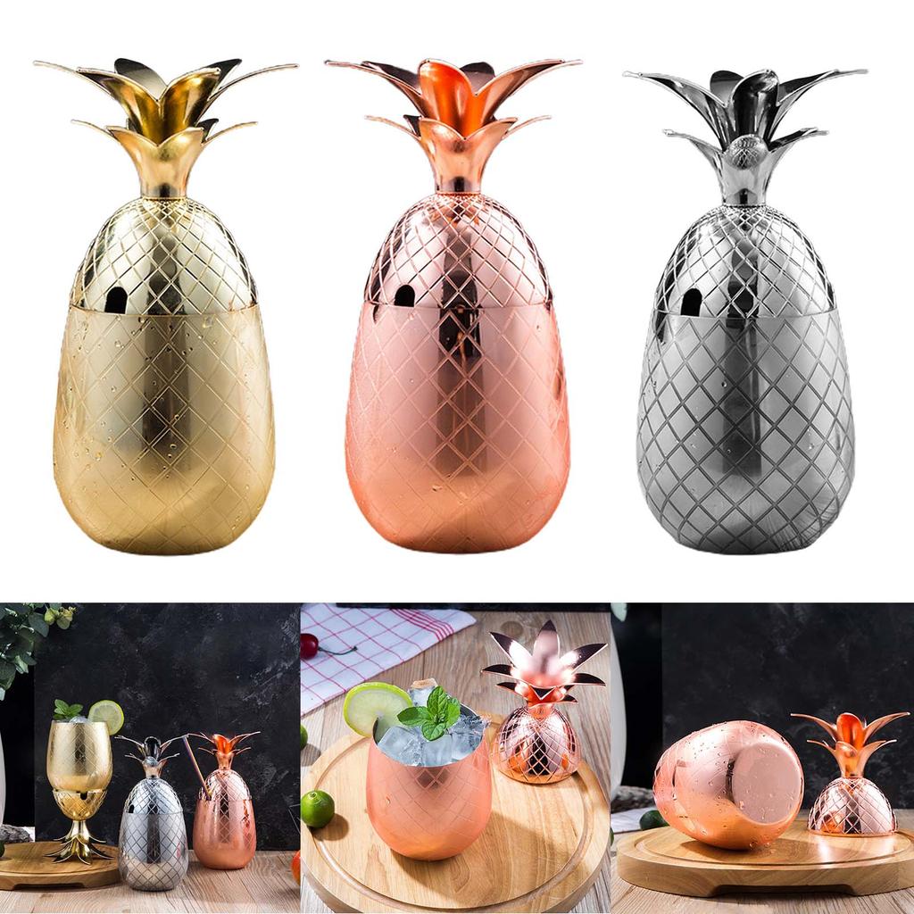 Ananasformad Vinglas Rostfritt Stål Material Cocktailmuggar Cocktail Kaffekoppar Mjölkkopp Dryckeskärl för Bar Kök
