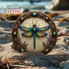 Vintage Dragonfly Metal Sign Round Aluminum Wall Art Rustic Farmhouse Garage Cafe Wildlife Decor
